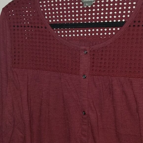 Eddie Bauer Red Long Sleeve Blouse - Picture 2 of 3